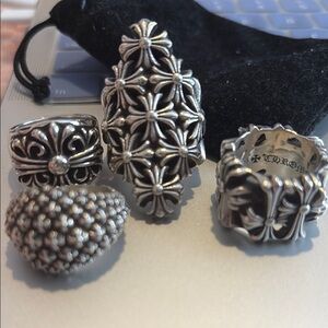 Silver Chrome Hearts Rings Set